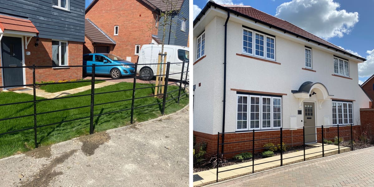 Estate railings outside homes