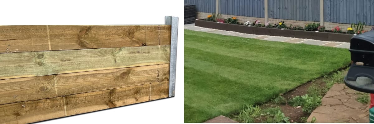 Timber sleeper planks used in a garden