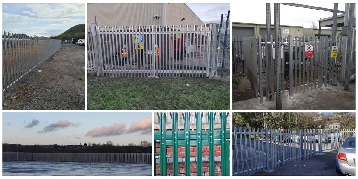 A range of palisade fencing installed at various sites