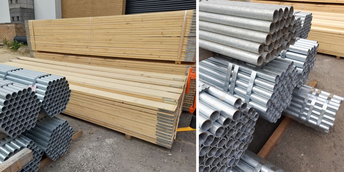 Scaffolding tubes stacked and ready to ship